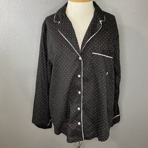 Victoria's Secret Other - Victoria's Secret Pajama Top Women's Size‎ Medium Black Polka Dot Long Sleeve
